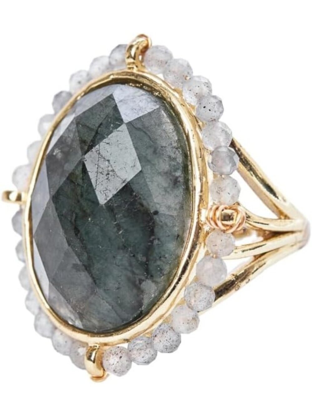 Geometric Oval Statement Ring - Gold-Toned Adjustable Boho Vintage Wrap Ring